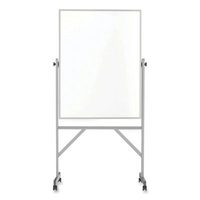 Reversible Magnetic Porcelain Whiteboard With Aluminum Frame, 36" x 48", White Surface, Satin Aluminum Frame