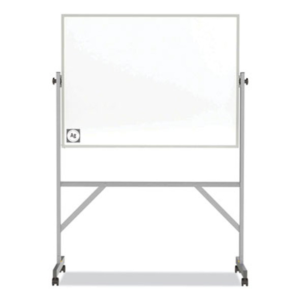 Reversible Magnetic Hygienic Porcelain Whiteboard With Aluminum Frame, 48" x 36", White Surface, Satin Aluminum Frame
