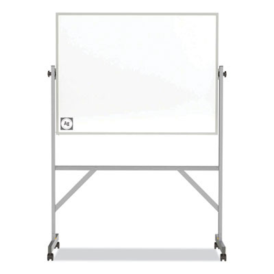 Reversible Magnetic Hygienic Porcelain Whiteboard With Aluminum Frame, 48" x 36", White Surface, Satin Aluminum Frame