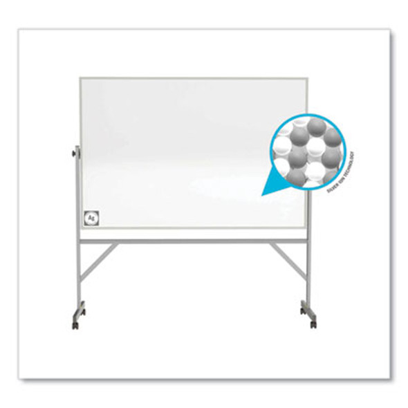 Reversible Magnetic Hygienic Porcelain Whiteboard With Aluminum Frame, 96" x 48", White Surface, Satin Aluminum Frame
