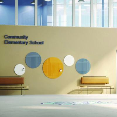 Coda Low Profile Circular Magnetic Glassboard, 24 x 24, Denim Surface