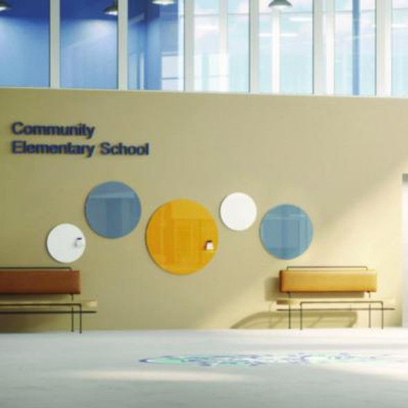 Coda Low Profile Circular Magnetic Glassboard, 36 x 36, Denim Surface