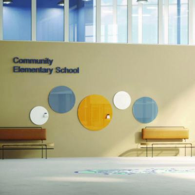 Coda Low Profile Circular Magnetic Glassboard, 48 x 48, Denim Surface