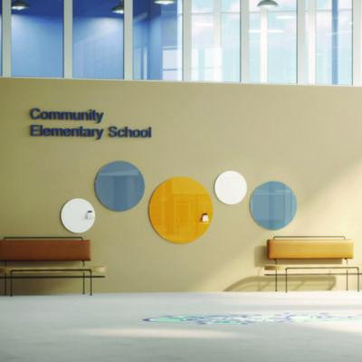 Coda Low Profile Circular Non-Magnetic Glassboard, 24 x 24, Denim Surface