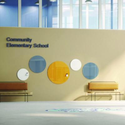 Coda Low Profile Circular Non-Magnetic Glassboard, 36 x 36, Denim Surface