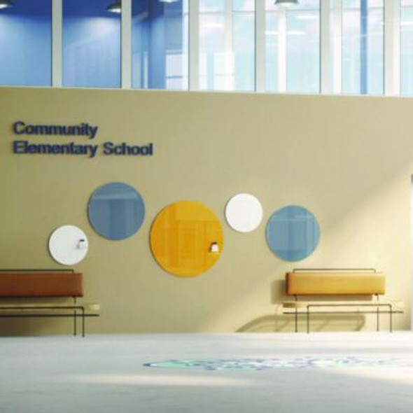 Coda Low Profile Circular Non-Magnetic Glassboard, 48 x 48, Denim Surface