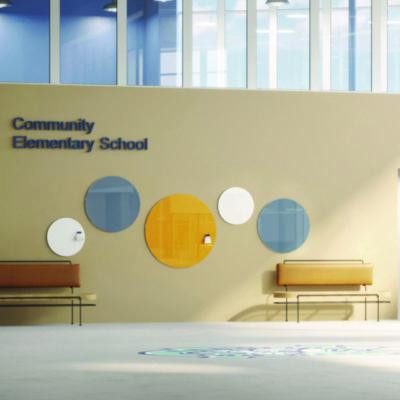 Coda Low Profile Circular Non-Magnetic Glassboard, 48 x 48, Denim Surface