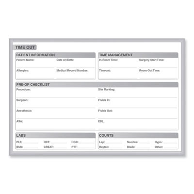 Time Out Magnetic Whiteboard, Patient/Staff Time Management Chart, 24.5" x 18.5", White/Gray Surface, Satin Aluminum Frame