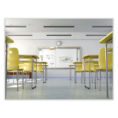 Horizontal Sliding Porcelain Magnetic Whiteboard, 72" x 48", White Surface, Anodized Aluminum Frame