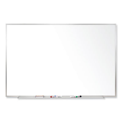Magnetic Porcelain Whiteboard With Aluminum Frame, 120.5" x 48.5", White Surface, Satin Aluminum Frame