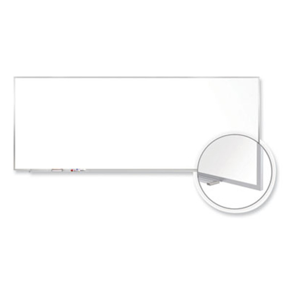 Magnetic Porcelain Whiteboard With Aluminum Frame, 144.5" x 48.5", White Surface, Satin Aluminum Frame