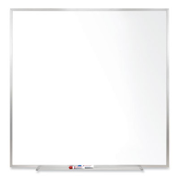 Magnetic Porcelain Whiteboard With Aluminum Frame, 48.5" x 48.5", White Surface, Satin Aluminum Frame