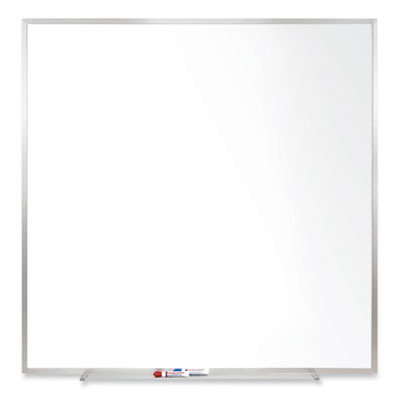 Magnetic Porcelain Whiteboard With Aluminum Frame, 48.5" x 48.5", White Surface, Satin Aluminum Frame