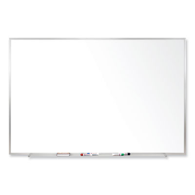Magnetic Porcelain Whiteboard With Aluminum Frame, 96.5" x 48.5", White Surface, Satin Aluminum Frame