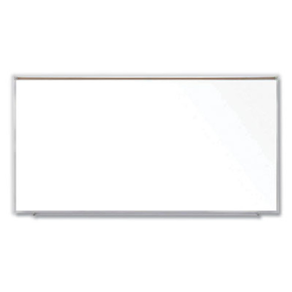 Magnetic Porcelain Whiteboard With Aluminum Frame And Maprail, 120.59" x 60.47", White Surface, Satin Aluminum Frame
