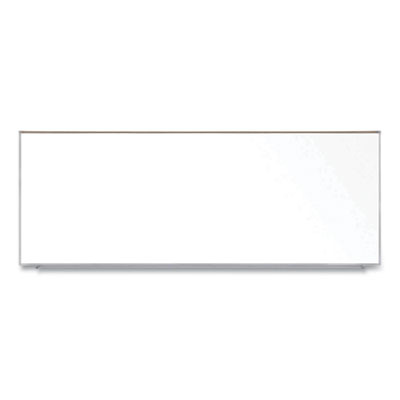 Magnetic Porcelain Whiteboard With Aluminum Frame And Maprail, 144.59" x 60.47", White Surface, Satin Aluminum Frame