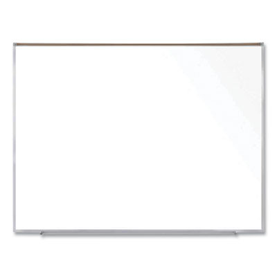 Magnetic Porcelain Whiteboard With Aluminum Frame And Maprail, 72.5" x 60.47", White Surface, Satin Aluminum Frame
