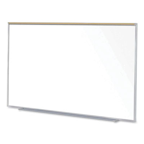 Magnetic Porcelain Whiteboard With Aluminum Frame And Maprail, 96.53" x 60.47", White Surface, Satin Aluminum Frame