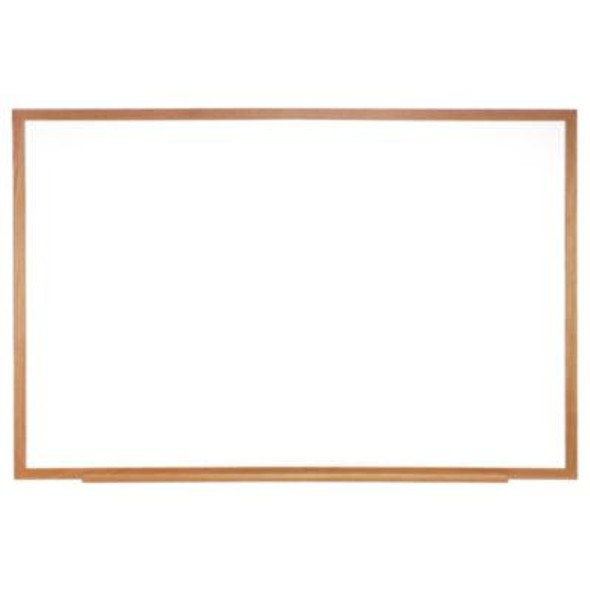 M1 Porcelain Magnetic Whiteboard, 87.94" x 48.5", White Surface, Natural Wood Frame