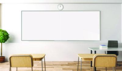 Two-Piece M2 Non-Magnetic Whiteboard With Aluminum Frame, 144.5" x 48.5", White Surface, Satin Aluminum Frame