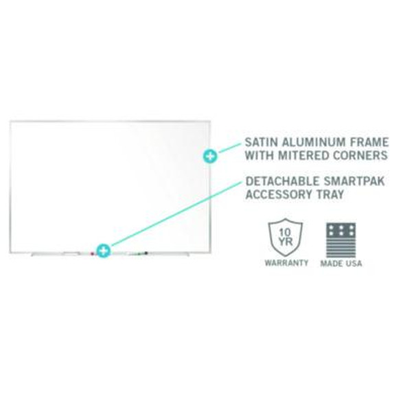 Non-Magnetic Whiteboard With Aluminum Frame, 87.91" x 48.5", White Surface, Satin Aluminum Frame