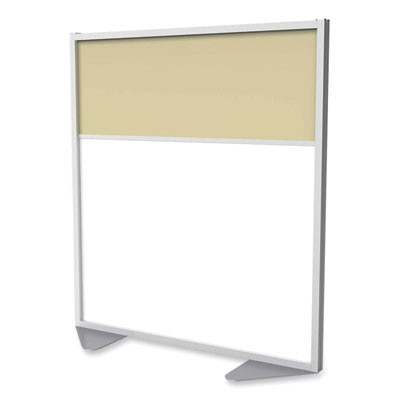 Floor Partition With Aluminum Frame And 2 Split Panel Infill, 48.06 x 2.04 x 53.86, White/Carmel