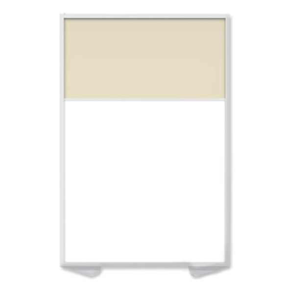 Floor Partition With Aluminum Frame And 2 Split Panel Infill, 48.06 x 2.04 x 71.86, White/Carmel