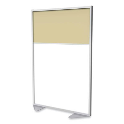 Floor Partition With Aluminum Frame And 2 Split Panel Infill, 48.06 x 2.04 x 71.86, White/Carmel