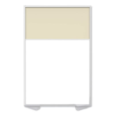 Floor Partition With Aluminum Frame And 2 Split Panel Infill, 48.06 x 2.04 x 71.86, White/Carmel