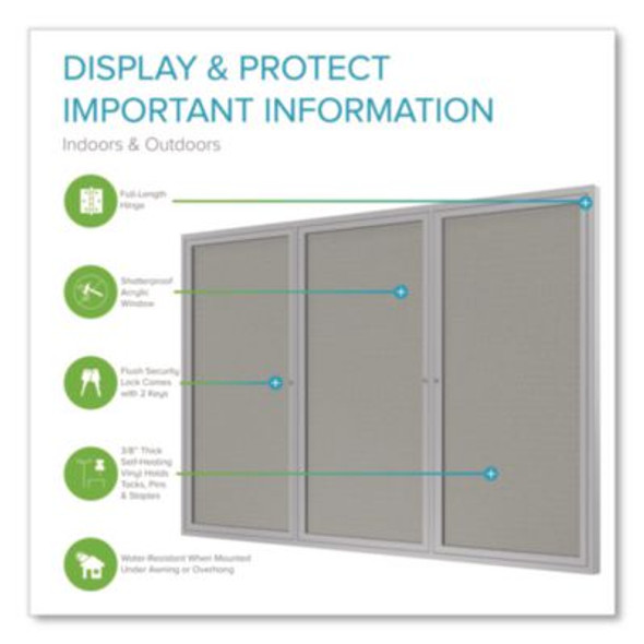 Enclosed Outdoor Bulletin Board, 72" x 36", Silver Surface, Satin Aluminum Frame