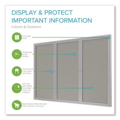 Enclosed Outdoor Bulletin Board, 72" x 36", Silver Surface, Satin Aluminum Frame