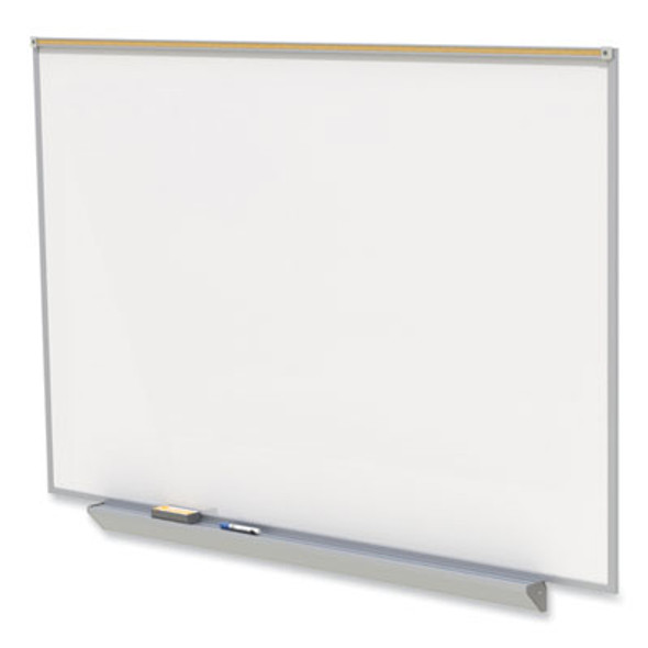 Proma Magnetic Porcelain Projection Whiteboard With Aluminum Frame, 96.5" x 48.5", White Surface, Satin Aluminum Frame