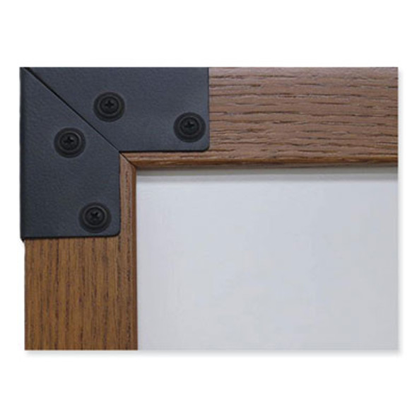 Prest Mobile Magnetic Whiteboard, 40.5" x 73.75", White Surface, Caramel Oak Finished Wood Frame