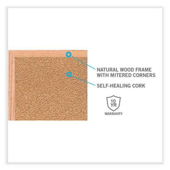 Natural Cork Bulletin Board With Wood Frame, 120.5" x 48.5", Tan Surface, Oak Finished Wood Frame