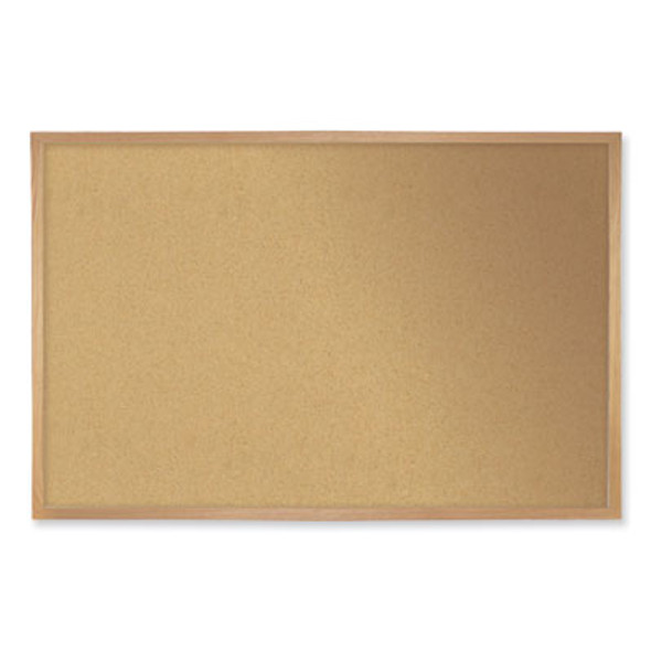 Natural Cork Bulletin Board With Wood Frame, 120.5" x 48.5", Tan Surface, Oak Finished Wood Frame