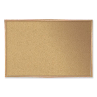 Natural Cork Bulletin Board With Wood Frame, 120.5" x 48.5", Tan Surface, Oak Finished Wood Frame