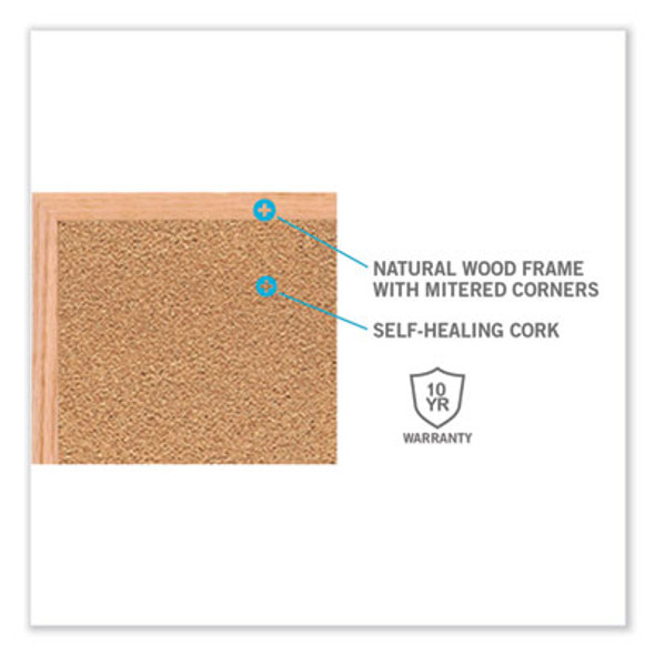 Natural Cork Bulletin Board With Wood Frame, 144.5" x 48.5", Tan Surface, Oak Finished Wood Frame