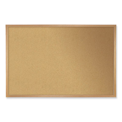 Natural Cork Bulletin Board With Wood Frame, 144.5" x 48.5", Tan Surface, Oak Finished Wood Frame