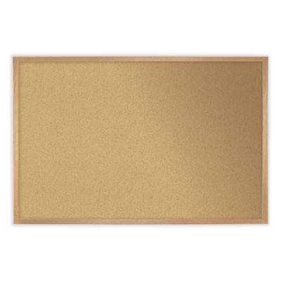 Natural Cork Bulletin Board With Wood Frame, 60.5" x 48.5", Tan Surface, Oak Finished Wood Frame