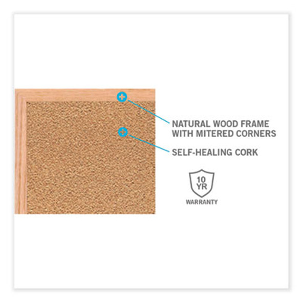 Natural Cork Bulletin Board With Wood Frame, 72.5" x 48.5", Tan Surface, Oak Finished Wood Frame
