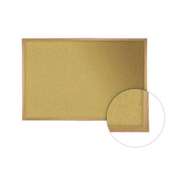 Natural Cork Bulletin Board With Wood Frame, 87.94" x 48.5", Tan Surface, Natural Oak Frame
