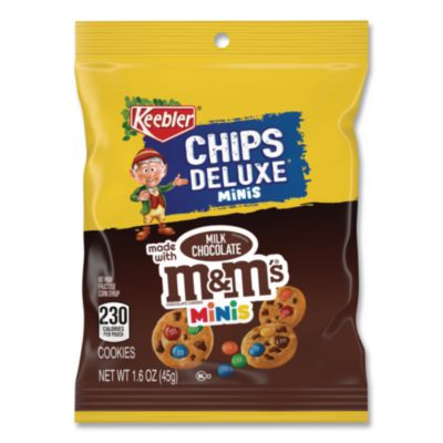 Mini Cookie Snack Packs, Chocolate Chip/M And Ms, 1.6 Oz. Pouch, 30 Pouches/Carton
