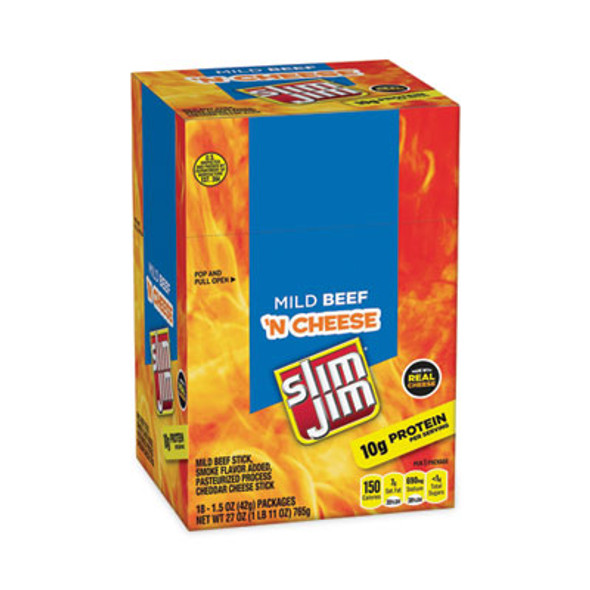 Beef And Cheese Meat Sticks, 1.5 Oz, 18/Carton