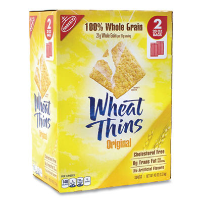 Wheat Thins Crackers, Original, 20 Oz Bag, 2 Bags/Pack