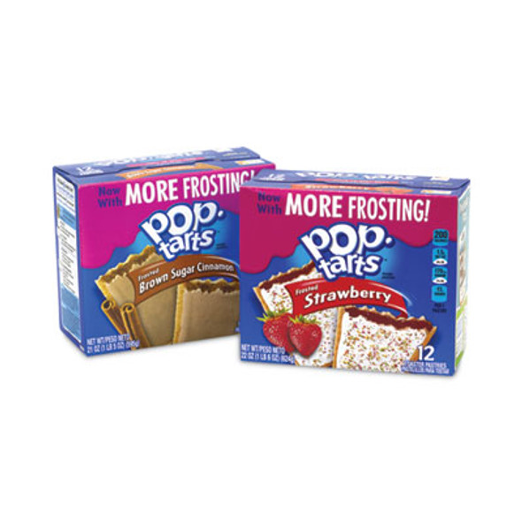 Pop Tarts, Brown Sugar Cinnamon/Strawberry, 2 Tarts/Pouch, 12 Pouches/Pack, 2 Packs/Carton