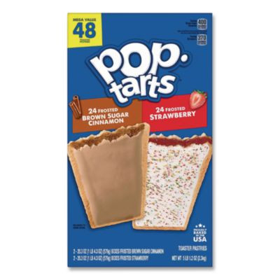 Pop Tarts, Brown Sugar Cinnamon/Strawberry, 2 Tarts/Pouch, 12 Pouches/Pack, 2 Packs/Carton