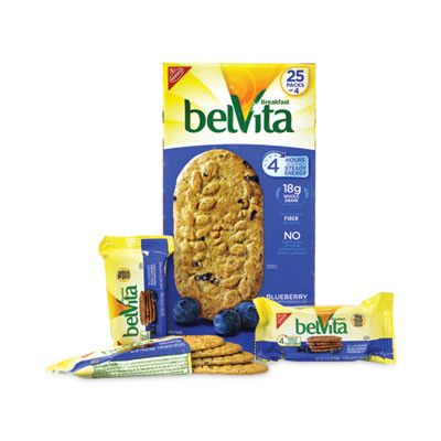 Belvita Breakfast Biscuits, Blueberry, 1.76 Oz Pack, 25 Packs/Carton