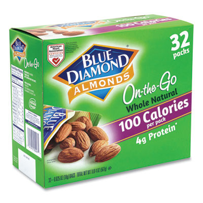 Whole Natural Almonds On-The-Go, 0.63 Oz Pouch, 32 Pouches/Carton