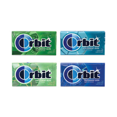 Sugar-Free Chewing Gum Variety Box, Four Mint Flavors, 14 Pieces/Pack, 18 Packs/Carton