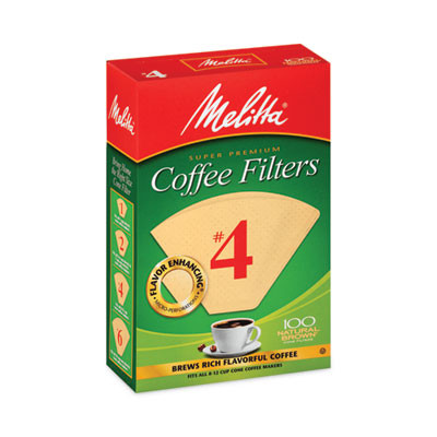 Melitta Coffee Filters, #4, 8 To 12 Cup Size, Cone Style, 100 Filters/Pack, 3/Pack